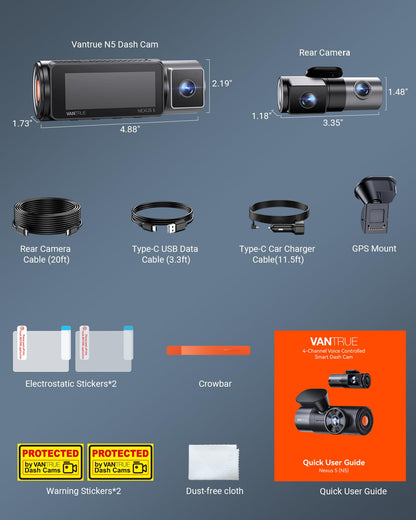Vantrue N5 4 Channel 360° WiFi Dash Cam with STARVIS 2 & Night Vision