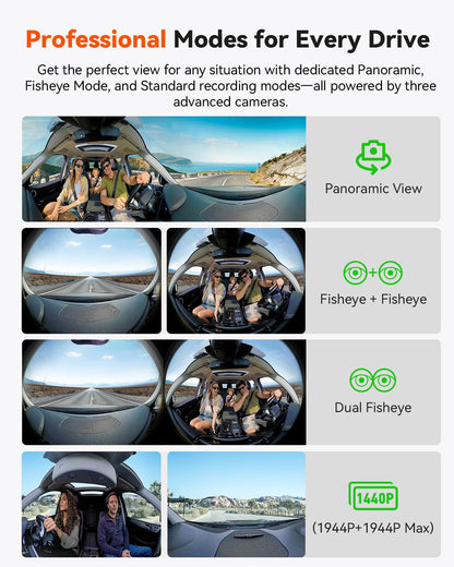 Vantrue E360 Plus 585° Dual STARVIS 2 Dash Camera with Touchscreen