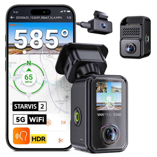 Vantrue E360 Plus 585° Dual STARVIS 2 Dash Camera with Touchscreen
