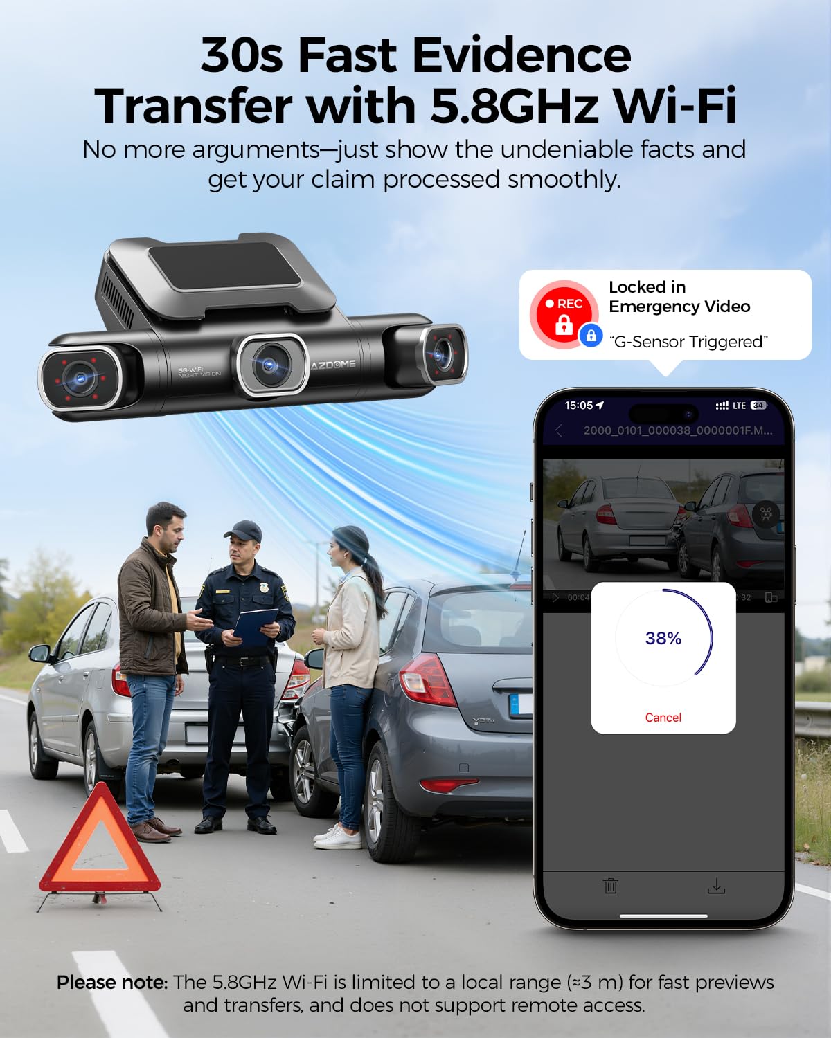 AZDOME 360° 4 Channel Dash Cam with 128GB Storage & Voice Control