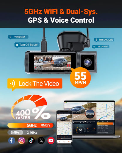 Vantrue N5S 4CH 360° Dash Cam with STARVIS 2 & Buffered Parking Mode