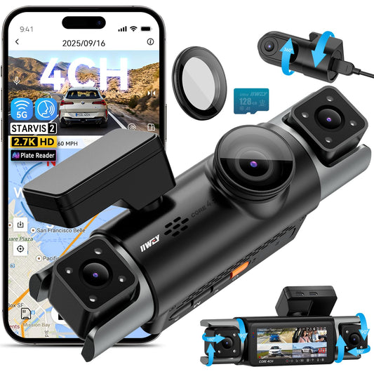 IIWEY 4 Channel 360° Dash Cam with PlateTag AI & GPS WiFi