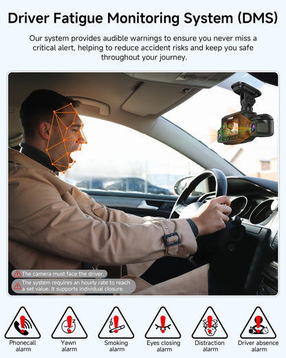 Neideso 5 Channel 360° Dash Cam with AI Fatigue Alert & HDR Vision