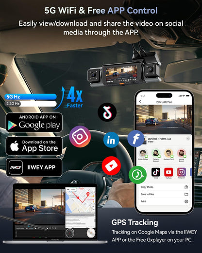 IIWEY 4 Channel 360° Dash Cam with PlateTag AI & GPS WiFi