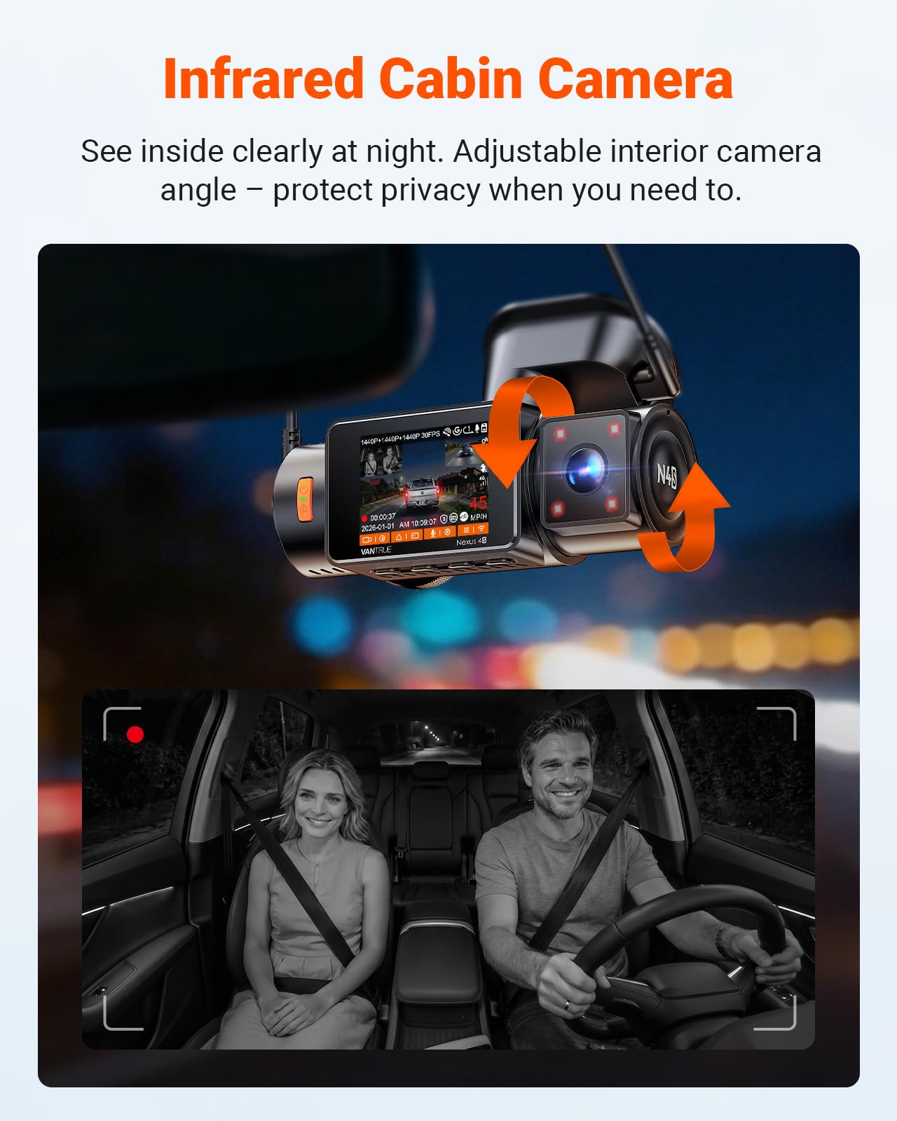 Vantrue N4S 3 Channel STARVIS 2 Dash Cam with PlatePix Technology