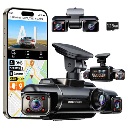 Neideso 5 Channel 360° Dash Cam with AI Fatigue Alert & HDR Vision