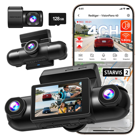 REDTIGER 4 Channel 360° Dash Cam with Dual STARVIS 2 Sensors