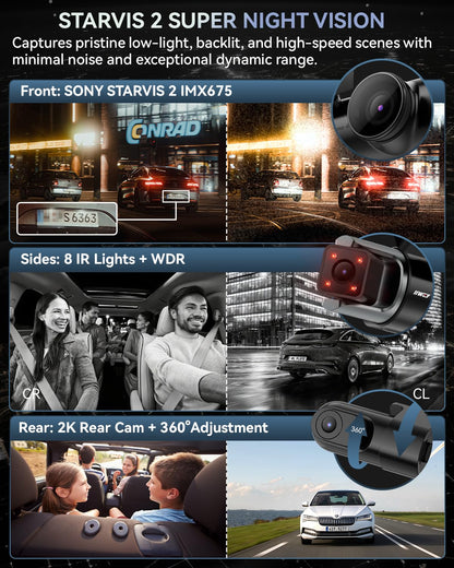 IIWEY 4 Channel 360° Dash Cam with PlateTag AI & GPS WiFi