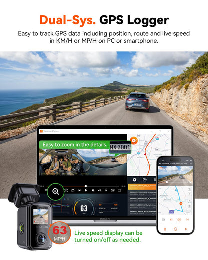 Vantrue E360 ACE 585° All Channel Dash Cam with GPS & IR Night Vision