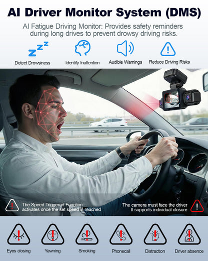 4K STARVIS 2 360° 4 Channel Dash Cam with AI Driver Monitoring